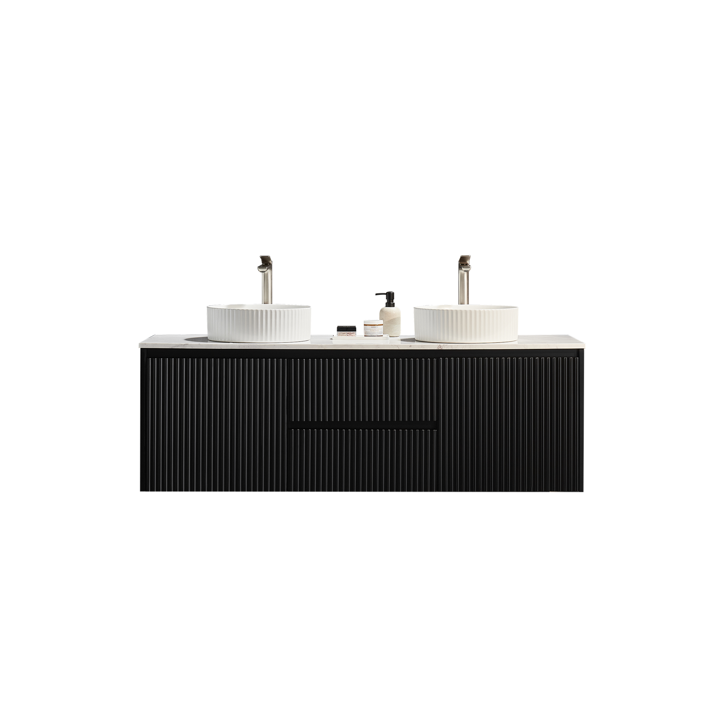 Crete Modern Wall Hung Vanity Matte Black