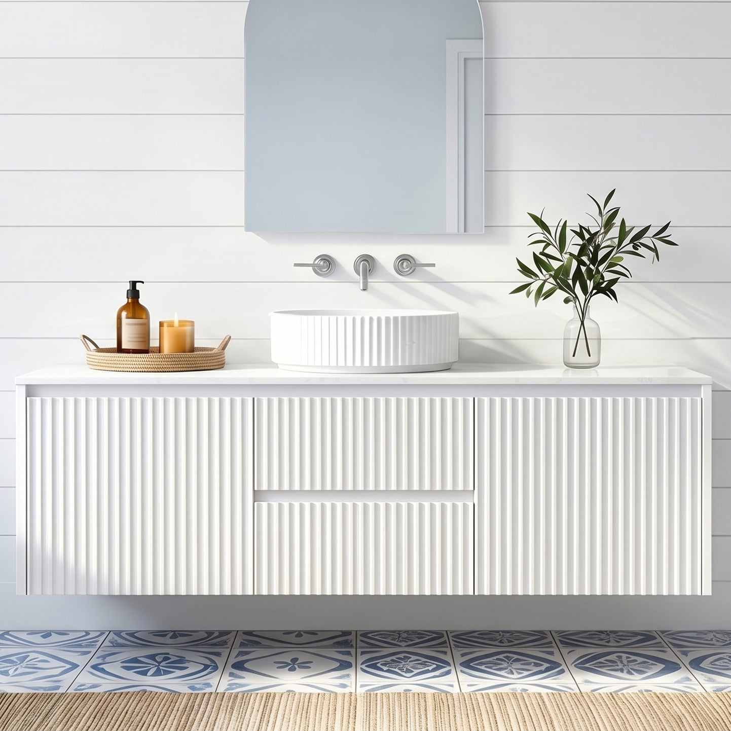Crete Modern Wall Hung Vanity Matte White