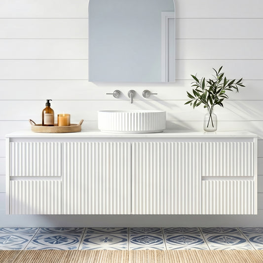Crete Modern Wall Hung Vanity Matte White
