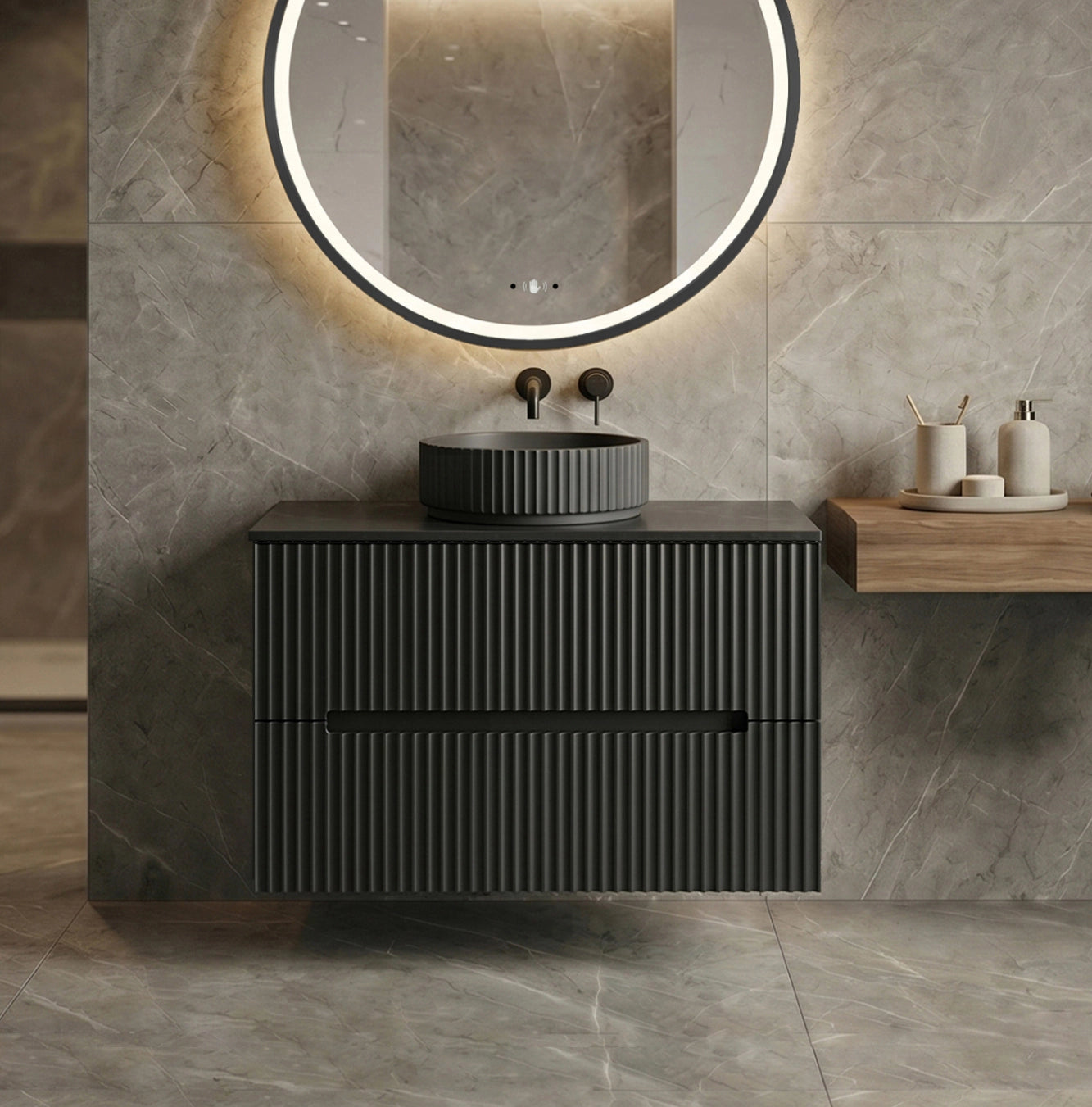 Cabarita Morden Wall Hung PVC Cabinet Matte Black