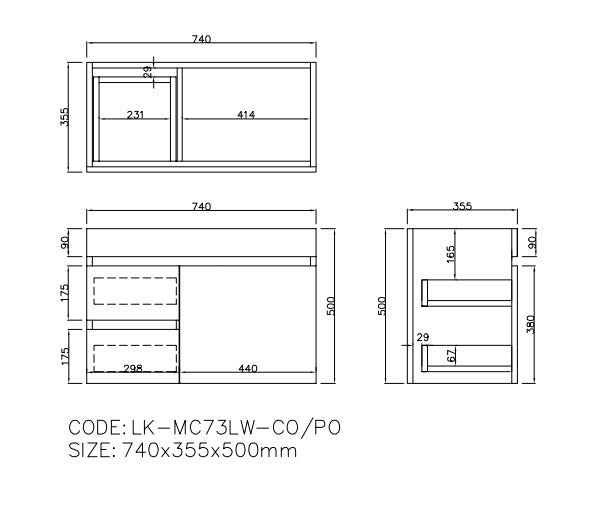 Camden Modern Wall Hung Cabinet Prime Oak LK-MC93LW-PO