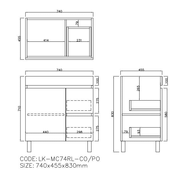 Camden Modern Free Standing Cabinet LK-MC74RL-PO