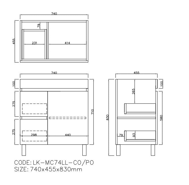 Camden Modern Free Standing Cabinet LK-MC74LL-CO