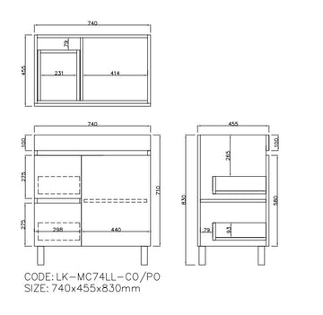 Camden Modern Free Standing Cabinet LK-MC74LL-PO
