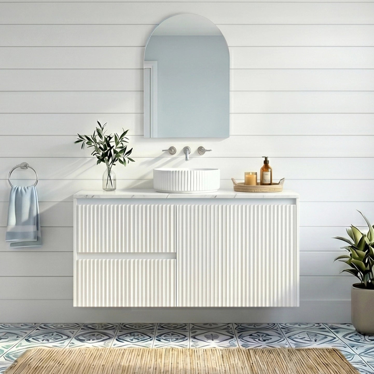 Crete Modern Wall Hung Vanity Matte White