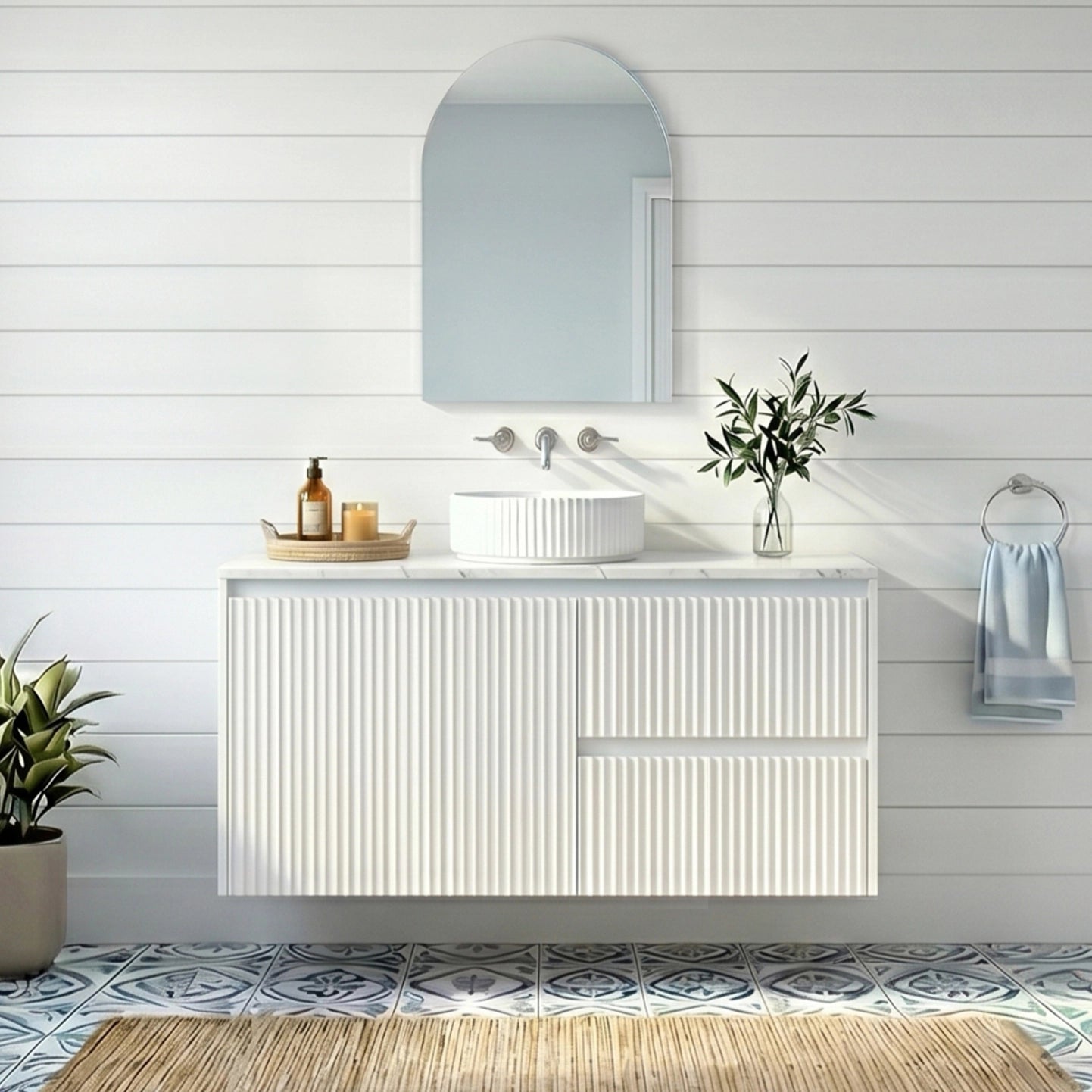 Crete Modern Wall Hung Vanity Matte White