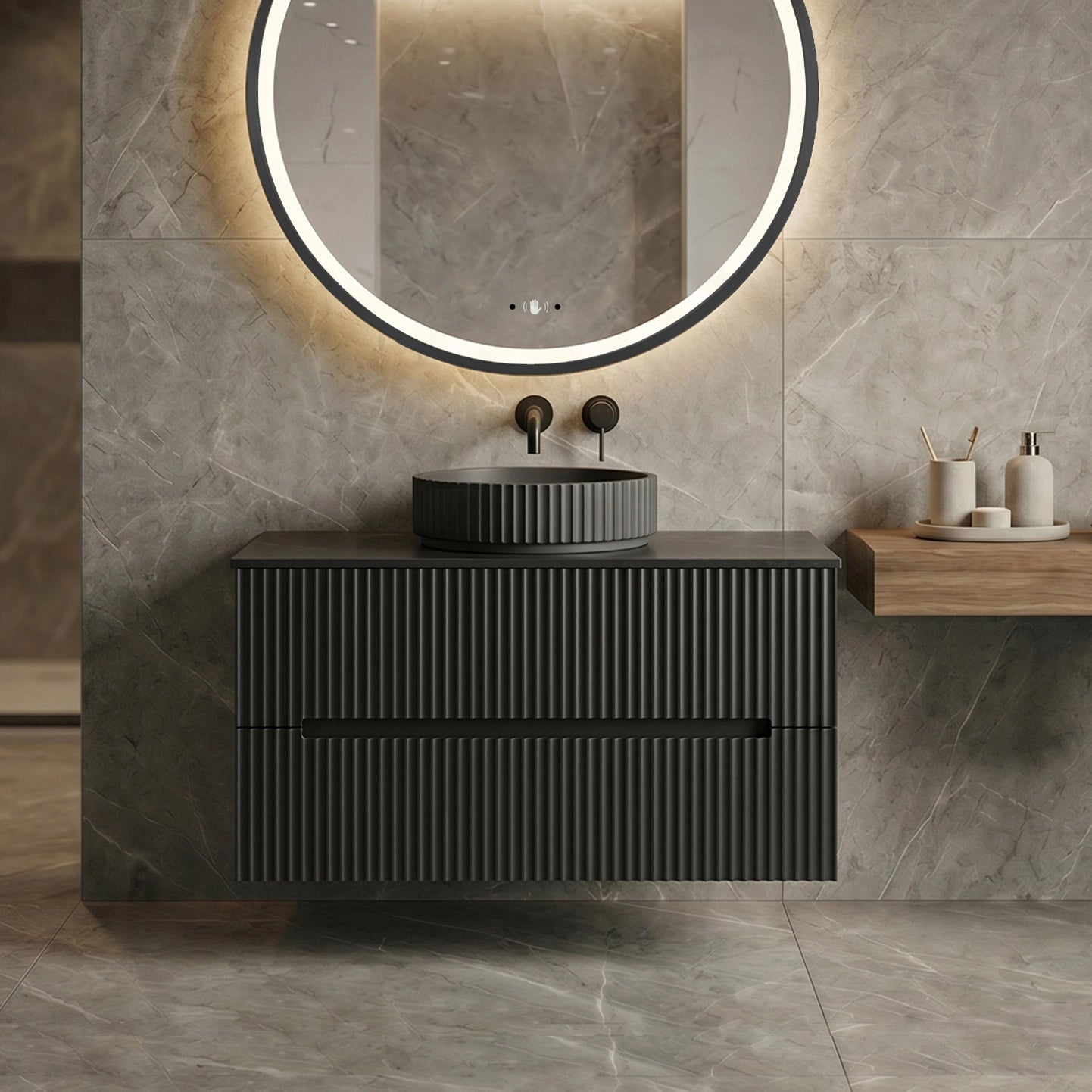 Cabarita Morden Wall Hung PVC Cabinet Matte Black
