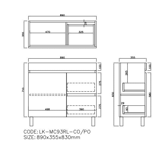 Camden Modern Free Standing Cabinet Prime Oak LK-MC93RL-PO