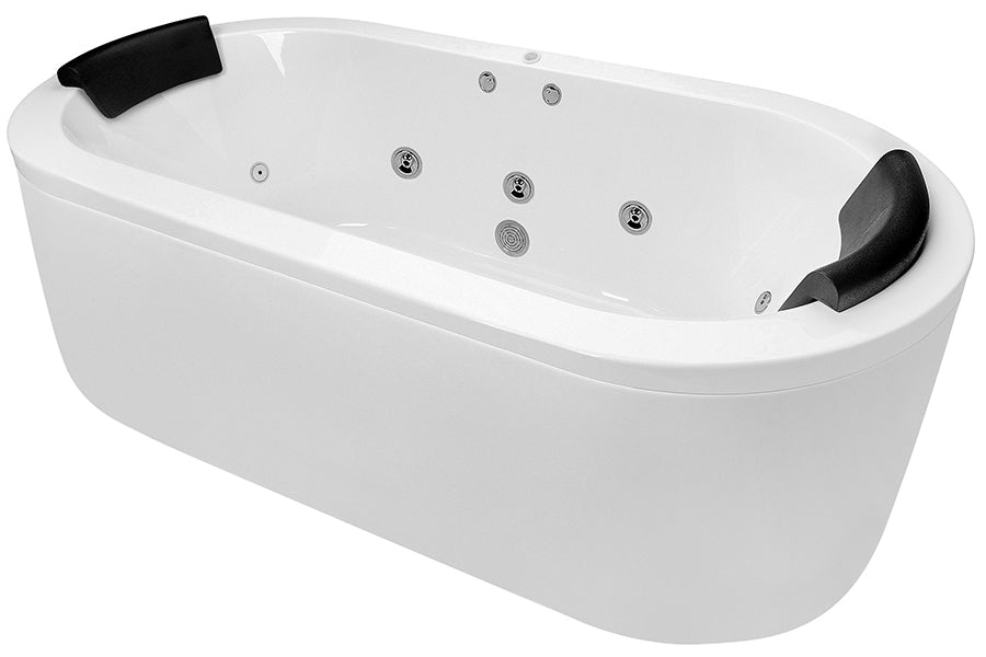 Mintori 1790 Freestanding Contour 14-Jet Spa Bath — White Baths, Acrylic Baths, Oval Baths