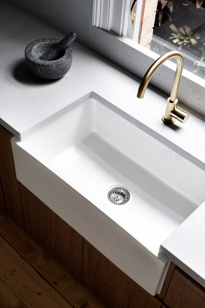 ROUND GOOSENECK KITCHEN MIXER TAP WITH PINLESS HANDLE