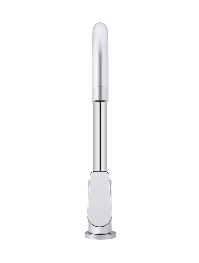 ROUND GOOSENECK KITCHEN MIXER TAP WITH PADDLE HANDLE