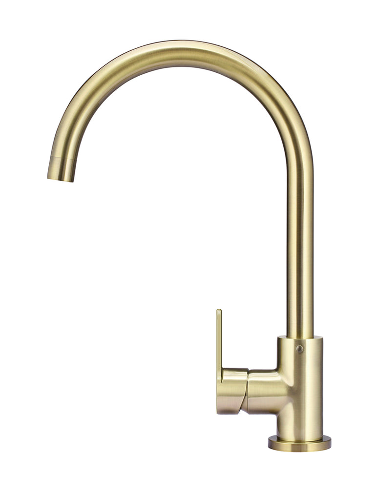 ROUND GOOSENECK KITCHEN MIXER TAP WITH PADDLE HANDLE