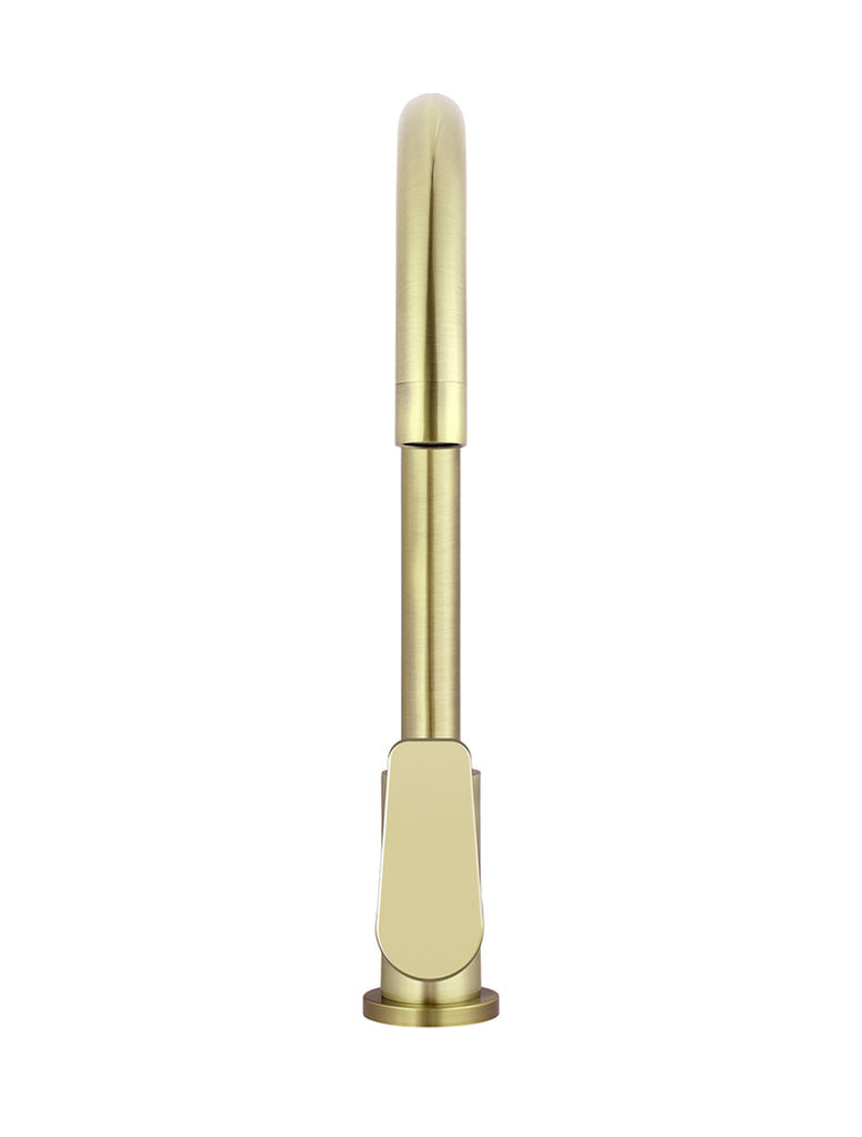 ROUND GOOSENECK KITCHEN MIXER TAP WITH PADDLE HANDLE