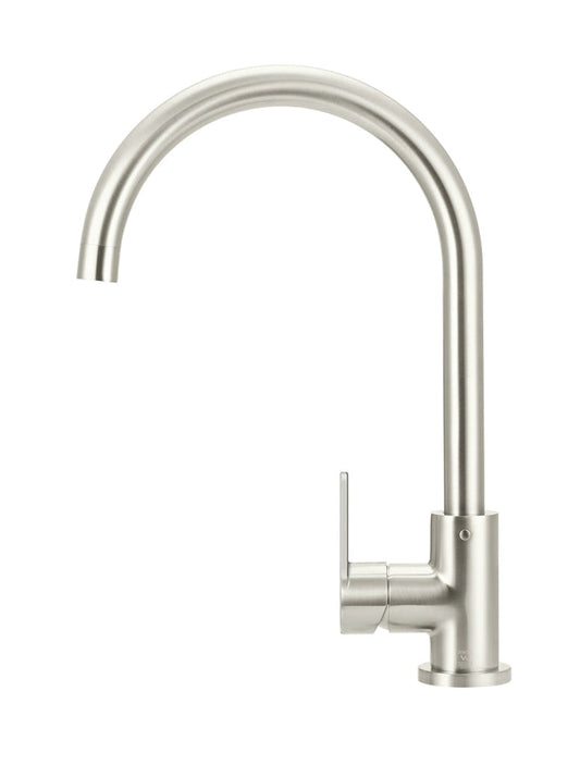 ROUND GOOSENECK KITCHEN MIXER TAP WITH PADDLE HANDLE