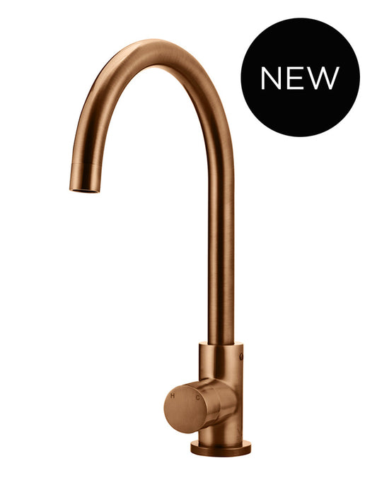 ROUND GOOSENECK KITCHEN MIXER TAP WITH PINLESS HANDLE