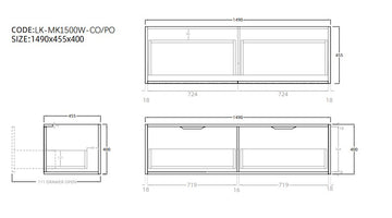 Kliff Fluted Wood Grain Vanities Coastal Oak LK-MK1500W-CO