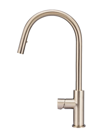 Round Pinless Piccola Pull Out Kitchen Mixer Tap — Champagne