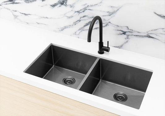 Lavello Kitchen Sink - Double Bowl 860 X 440 - PVD — Gunmetal Black, Stainless Steel, Gunmetal