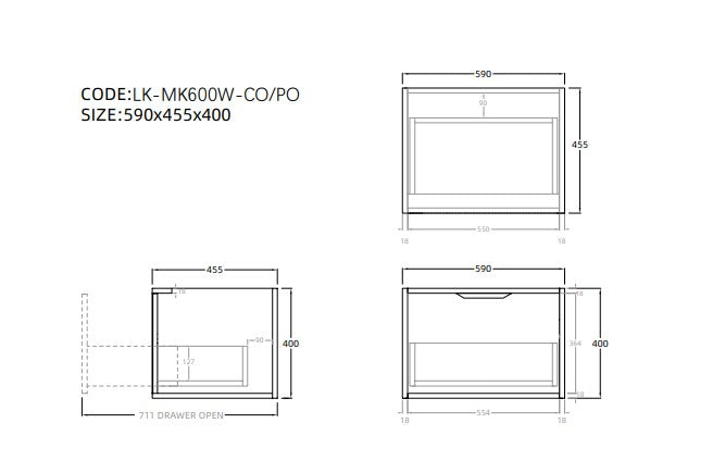 Kliff Fluted Wood Grain Vanities Prime Oak LK-MK600W-PO
