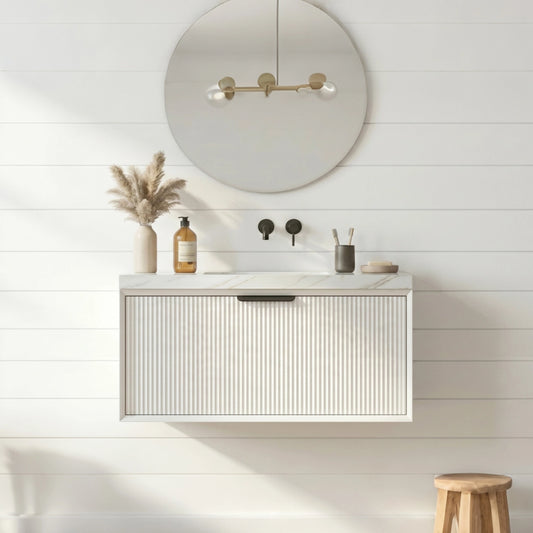 Kliff Modern Wall Hung PVC Cabinet Matte White
