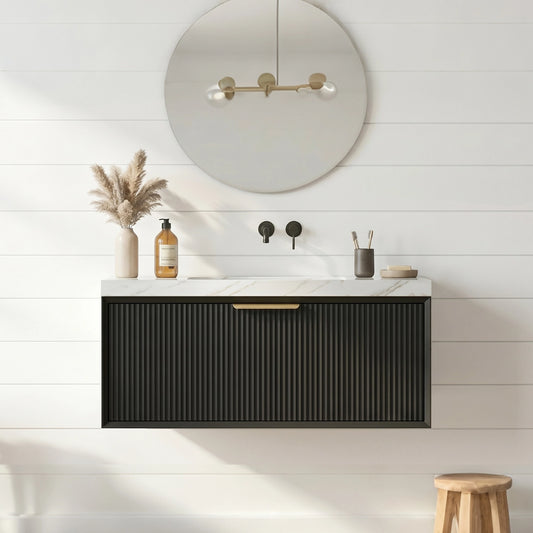 Kliff Modern Wall Hung PVC Cabinet Matte Black
