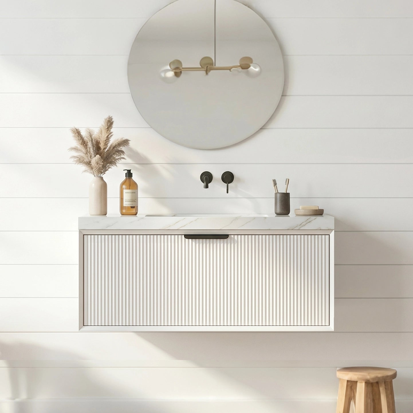 Kliff Modern Wall Hung PVC Cabinet Matte White