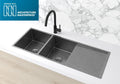 LAVELLO KITCHEN SINK - DOUBLE BOWL & DRAINBOARD 1160 X 440 GUNMETAL BLACK