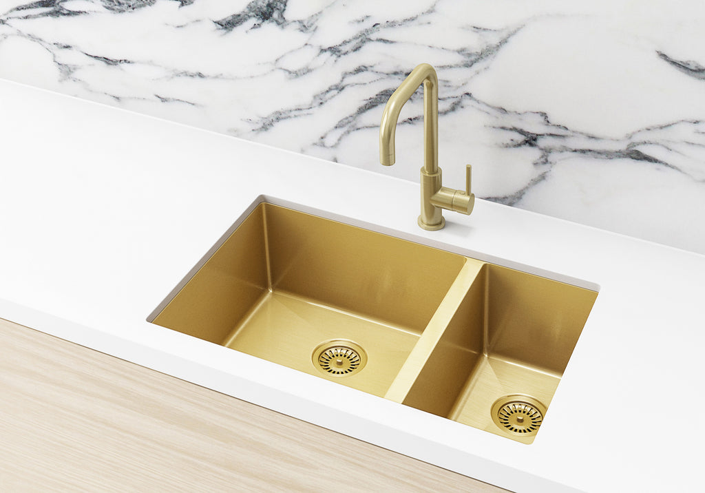 Lavello Kitchen Sink - One And Half Bowl 670 X 440 - PVD — Brushed Bronze Gold, Stainless Steel, Gold & Brass