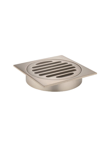 Square Floor Grate Shower Drain 100MM Outlet — Champagne, Floor Wastes & Drains