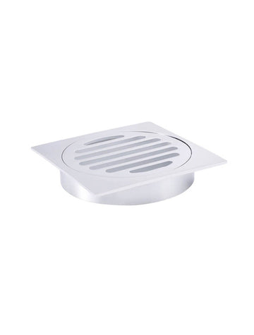 Square Floor Grate Shower Drain 100MM Outlet — Polished Chrome, Chrome, Floor Wastes & Drains