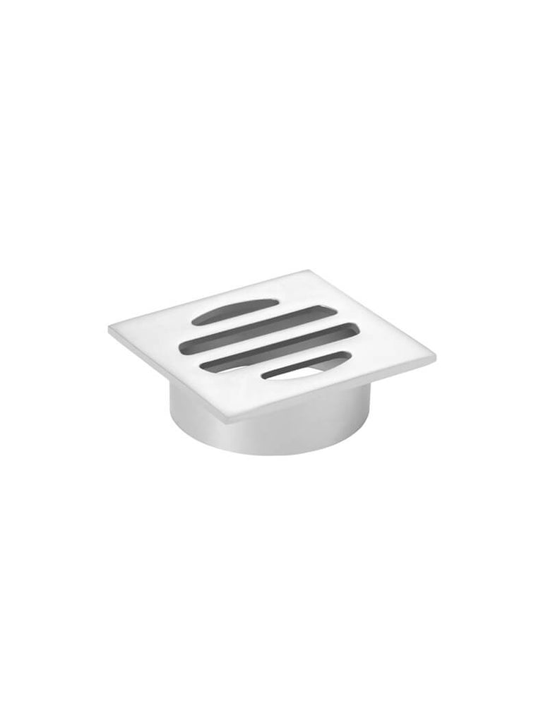 Square Floor Grate Shower Drain 50MM Outlet — Polished Chrome, Chrome, Floor Wastes & Drains