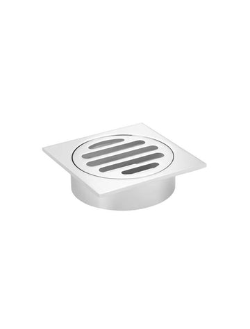 Square Floor Grate Shower Drain 80MM Outlet — Polished Chrome, Chrome, Floor Wastes & Drains