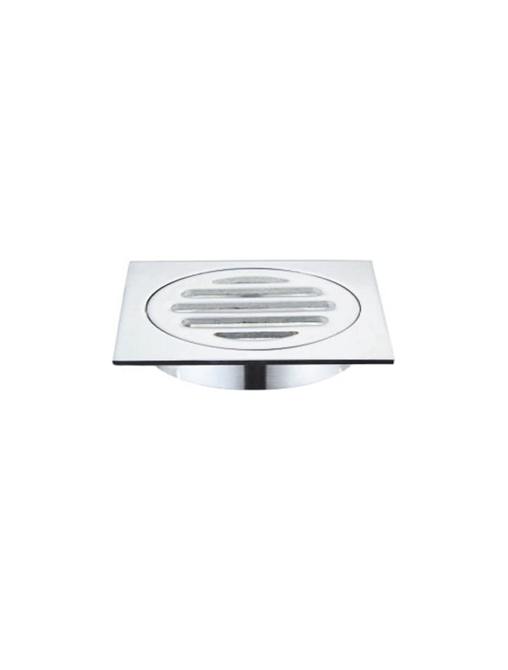 Square Floor Grate Shower Drain 80MM Outlet — Polished Chrome, Chrome, Floor Wastes & Drains