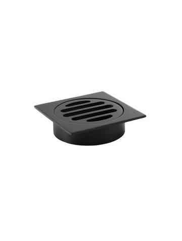 Square Floor Grate Shower Drain 80MM Outlet — Matte Black, Black, Floor Wastes & Drains