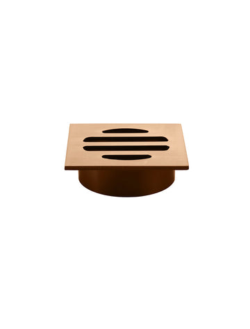 Square Floor Grate Shower Drain 50MM Outlet — PVD Lustre Bronze, Bronze, Floor Wastes & Drains