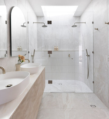 Meir Shower Waste with Tile Insert — PVD Brushed Nickel, Brushed Nickel, Floor Wastes & Drains