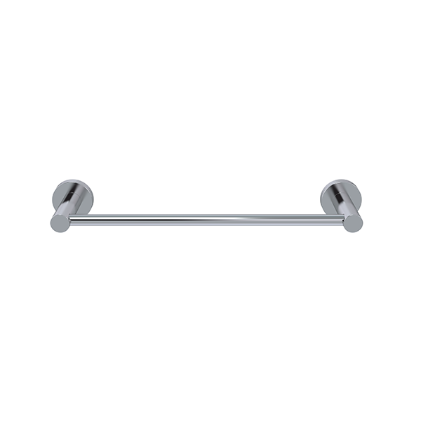 Round Single Towel Rail 300mm - Polished Chrome