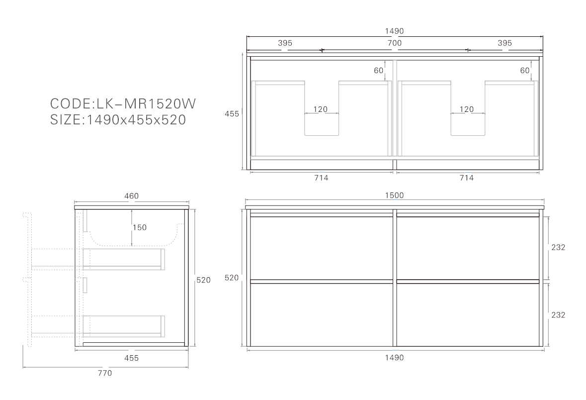 Ridgewood Modern Wall Hung Plywood Cabinet LK-MR1520W-MO