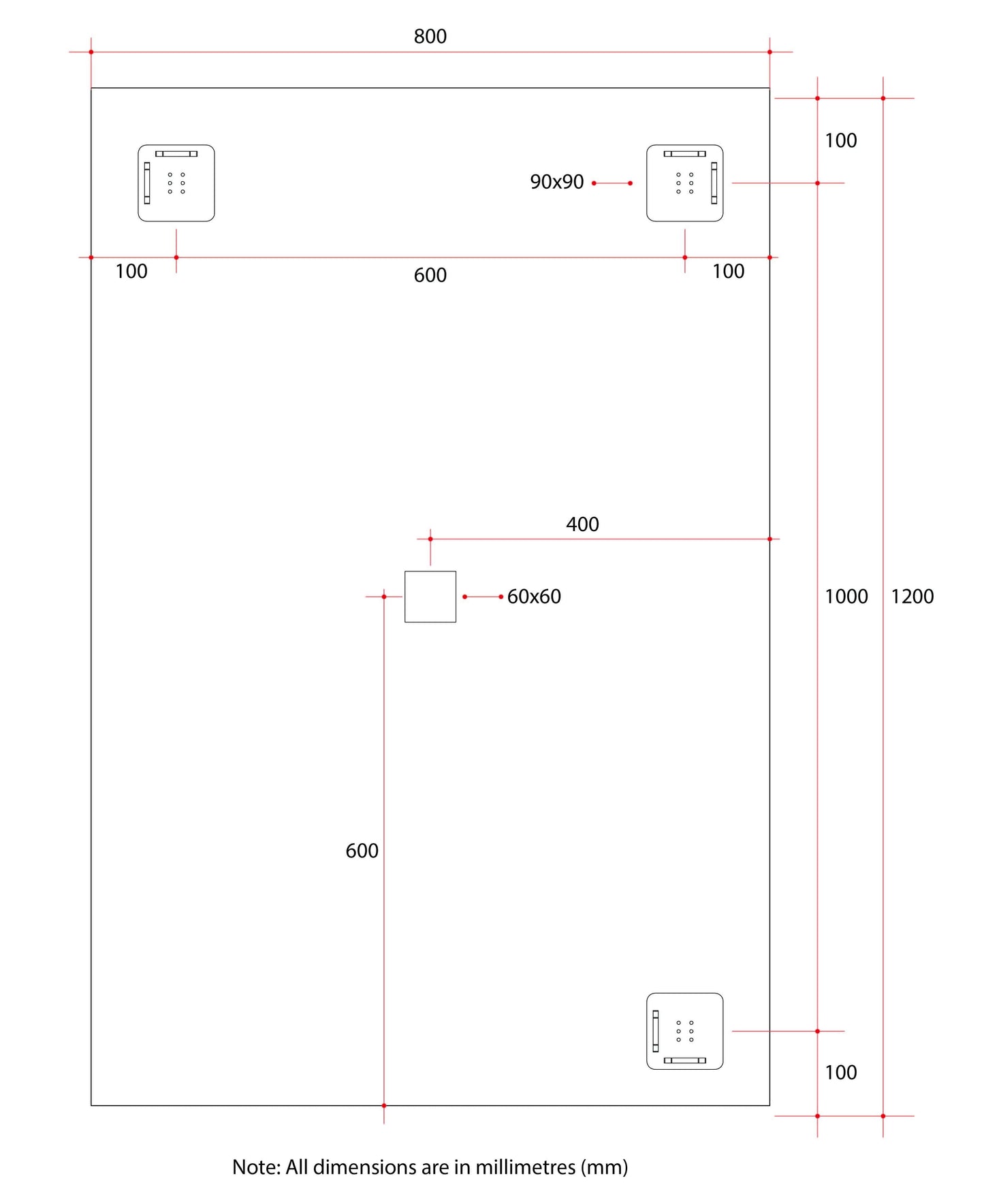 MS1280HN Rectangle 25mm Bevel Edge Mirror
