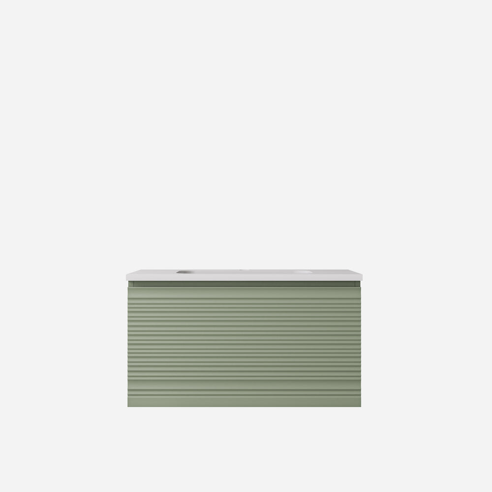 Sedona Olive Green Fluted Wall Hung PVC Cabinet LK-MS900W-OG