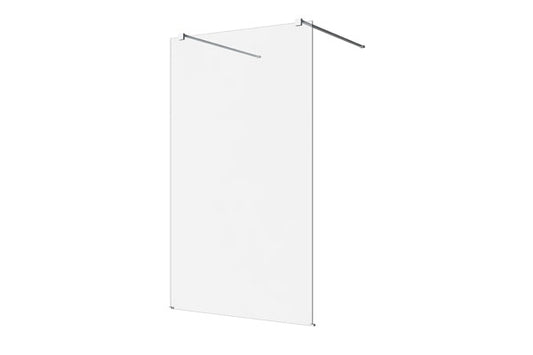M-Series 1150 Freestanding Shower Screen Panel – Clear Glass/ Brushed Nickel Fittings
