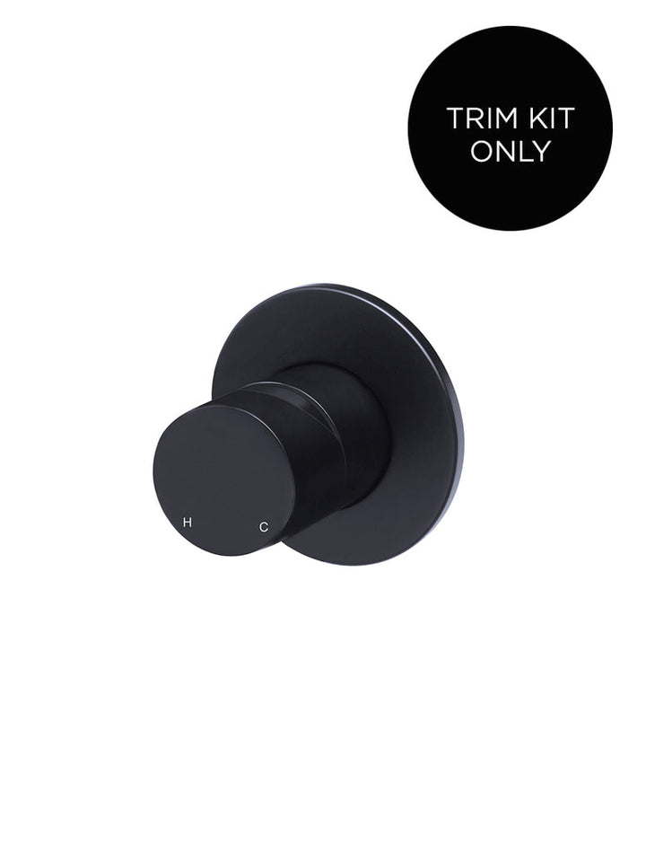 Round Wall Mixer Pinless Handle Trim Kit (In-Wall Body Not Included) — Matte Black, Shower Mixers