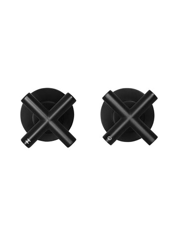 Round Cross Handle Jumper Valve Wall Top Assemblies - Matte Black