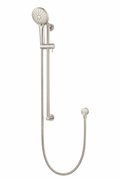 Round Three Function Hand Shower on Rail Column — PVD Brushed Nickel, Brushed Nickel, Hand Held Showers