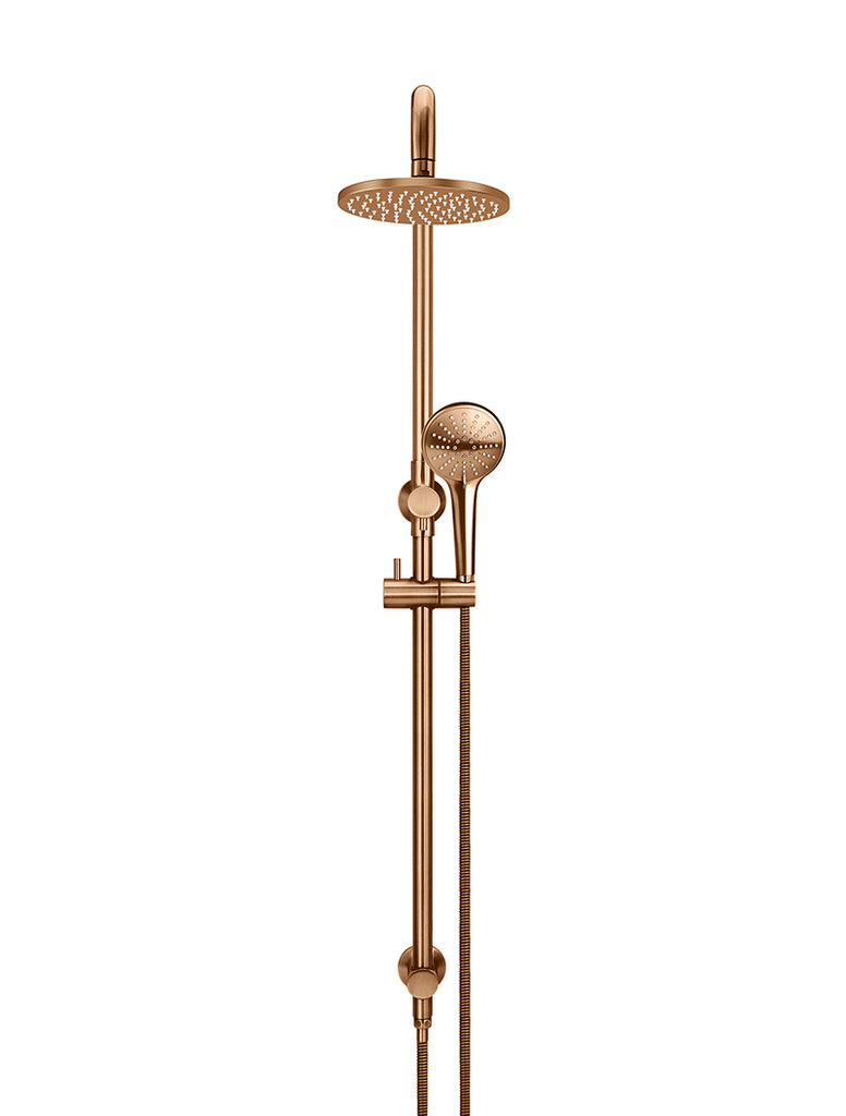 ROUND COMBINATION SHOWER RAIL, 200MM ROSE, THREE-FUNCTION HAND SHOWER PVD LUSTRE BRONZE