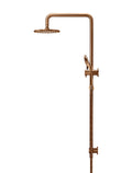 ROUND COMBINATION SHOWER RAIL, 200MM ROSE, THREE-FUNCTION HAND SHOWER PVD LUSTRE BRONZE
