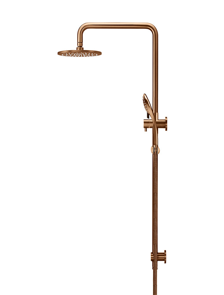 ROUND COMBINATION SHOWER RAIL, 200MM ROSE, THREE-FUNCTION HAND SHOWER PVD LUSTRE BRONZE
