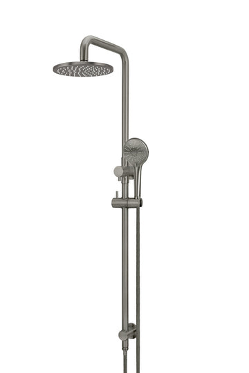 Round Combination Shower Rail, 200MM Rose, Three-Function Hand Shower Shadow Gunmetal — Hand Held Showers