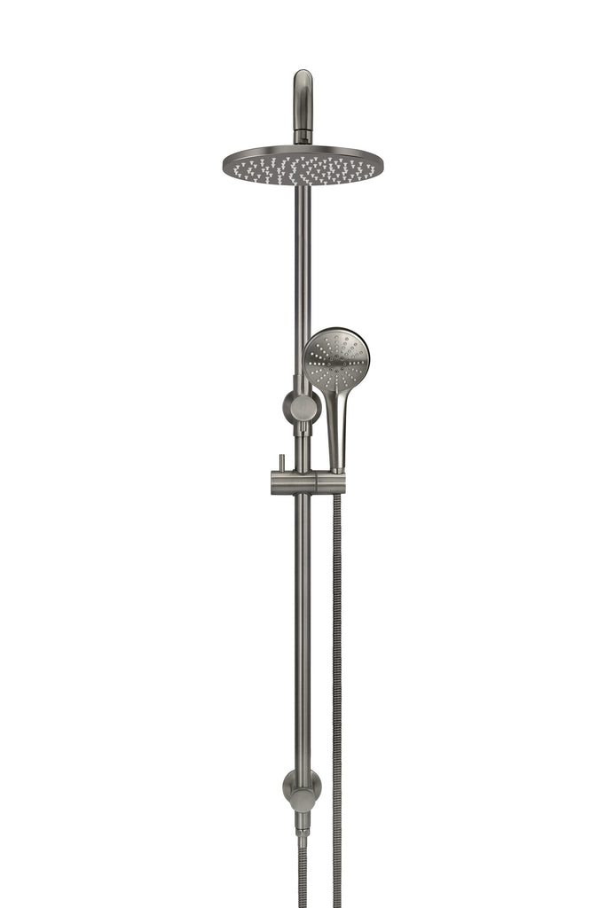Round Combination Shower Rail, 200MM Rose, Three-Function Hand Shower Shadow Gunmetal — Hand Held Showers