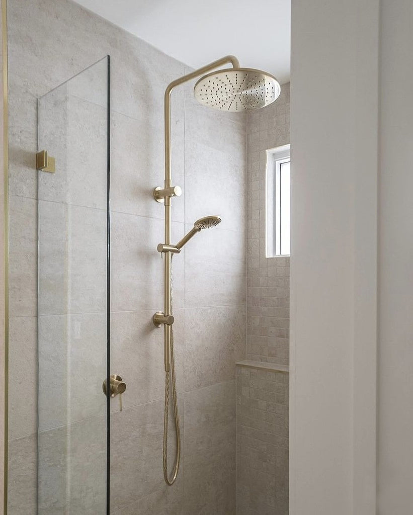 ROUND COMBINATION SHOWER RAIL 300MM ROSE, THREE FUNCTION HAND SHOWER